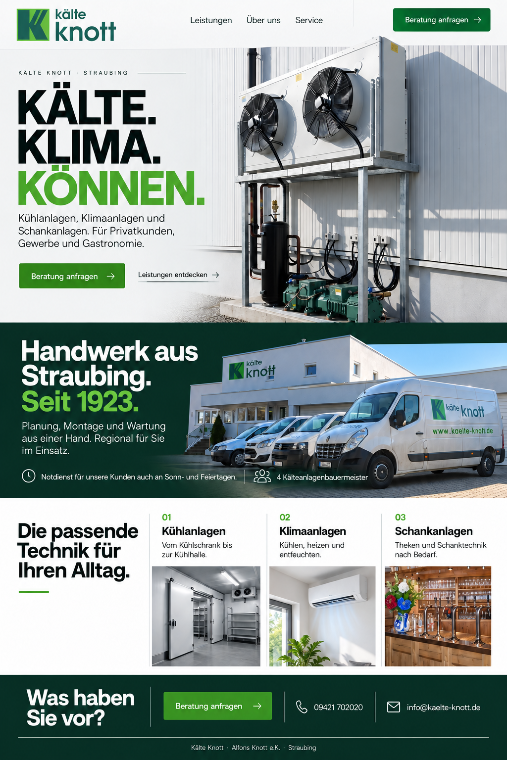 Website-Bildentwurf für Kälte Knott: Präzise Technik